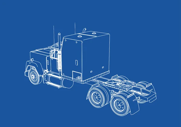 Lkw Zeichnung Auf Blauem Hintergrund Vektor — Stockvektor