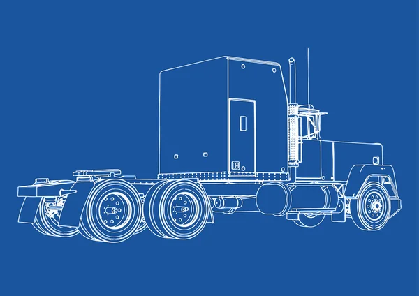 Truck Drawing Blue Background Vector — Stock Vector