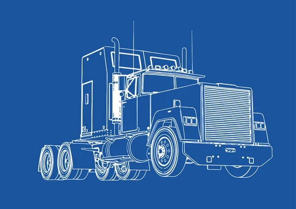 Dessin Camion Sur Fond Bleu Vecteur — Image vectorielle