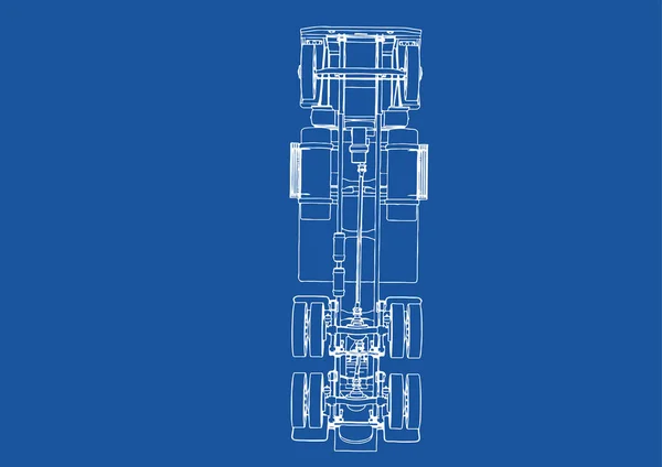 青い背景のベクトルを描くトラック — ストックベクタ