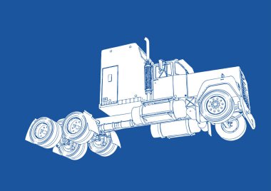 mavi arkaplan vektöründe kamyon silueti