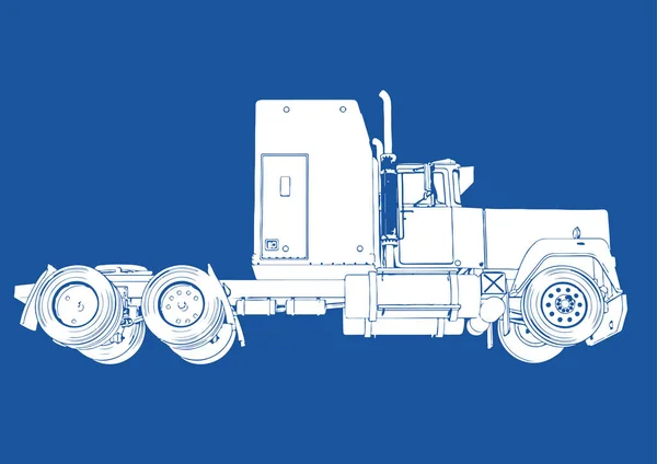 蓝色背景矢量上的卡车轮廓 — 图库矢量图片