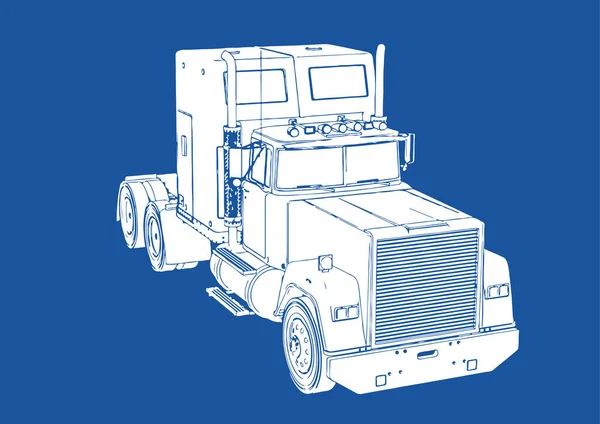 Silueta Del Camión Vector Fondo Azul — Archivo Imágenes Vectoriales