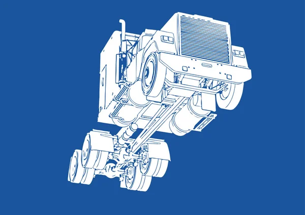 Lkw Silhouette Auf Blauem Hintergrund Vektor — Stockvektor