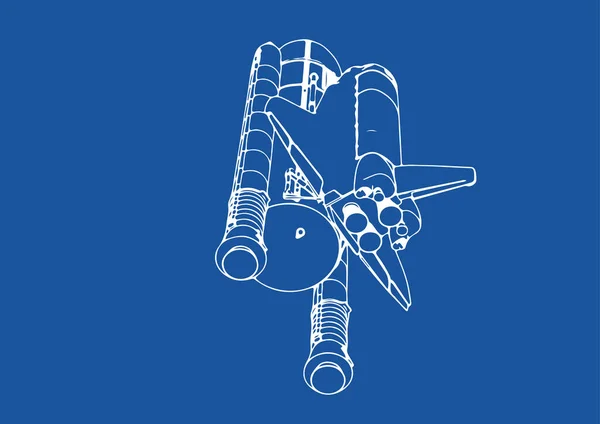 파란색 착륙하는 우주선 — 스톡 벡터