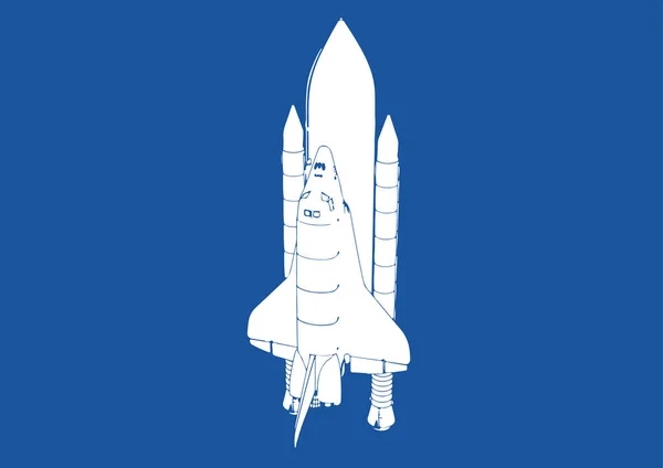 Silueta Nave Espacial Vector Fondo Azul — Archivo Imágenes Vectoriales