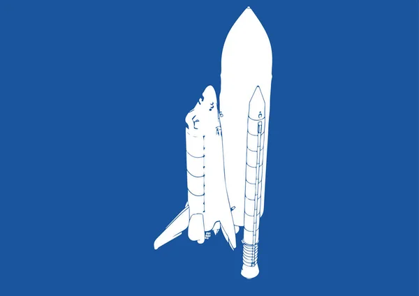 Űrhajó Sziluett Kék Háttér Vektor — Stock Vector