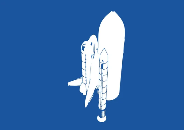 Silhouet Van Ruimtevaartuigen Blauwe Achtergrond Vector — Stockvector