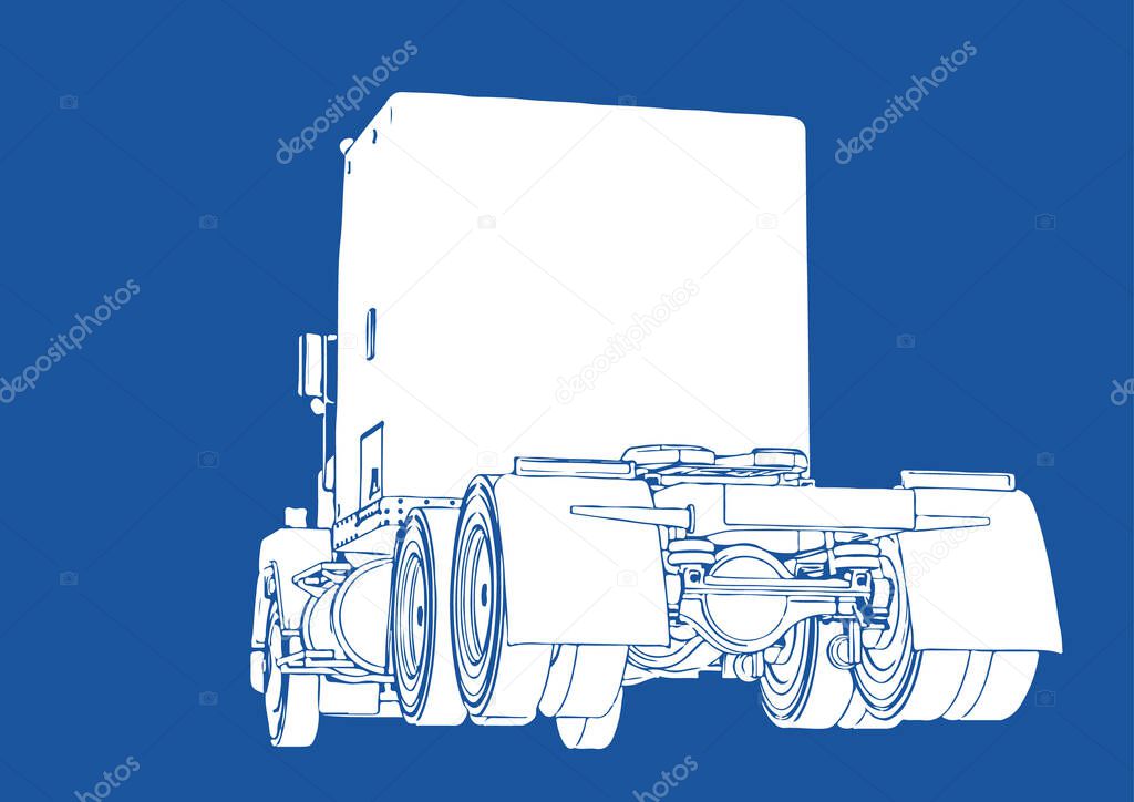 Truck silhouette on blue background vector