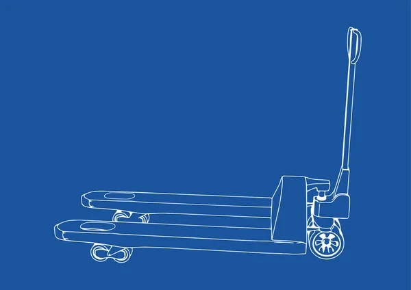 Kreslení Paleta Kamion Vektor Modré Pozadí — Stockový vektor