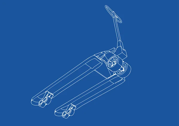 Zeichnung Gabelhubwagen Vektor Blau Hintergrund — Stockvektor
