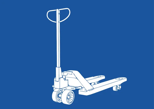 Silueta Transpaleta Vector Fondo Azul — Archivo Imágenes Vectoriales