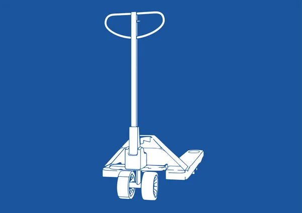 Silueta Transpaleta Vector Fondo Azul — Archivo Imágenes Vectoriales