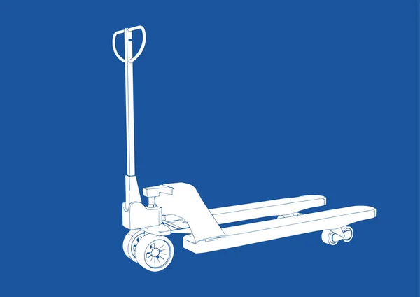 Silueta Transpaleta Vector Fondo Azul — Archivo Imágenes Vectoriales