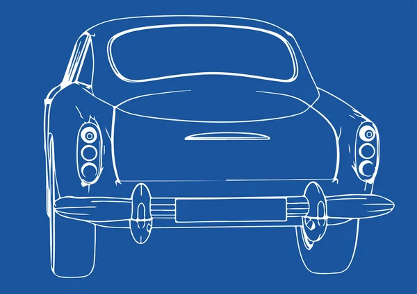 Drawing Retro Car Blue Background Vector — Stock Vector