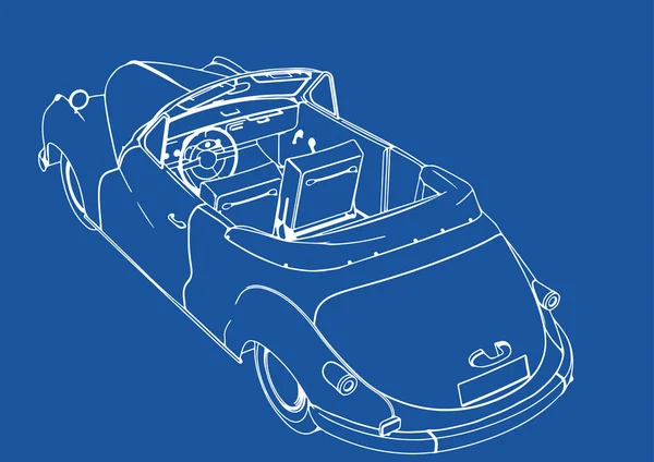 Σχέδιο Ενός Ρετρό Σπορ Αυτοκινήτου Μπλε Φόντο Διάνυσμα — Διανυσματικό Αρχείο