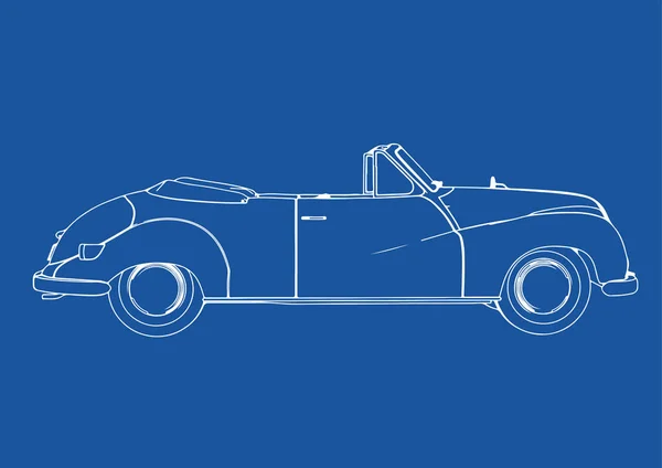 Rysunek Samochodu Sportowego Retro Niebieskim Wektorze Tła — Wektor stockowy
