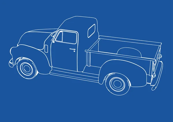 Rita Pickup Bil Blå Bakgrund Vektor — Stock vektor