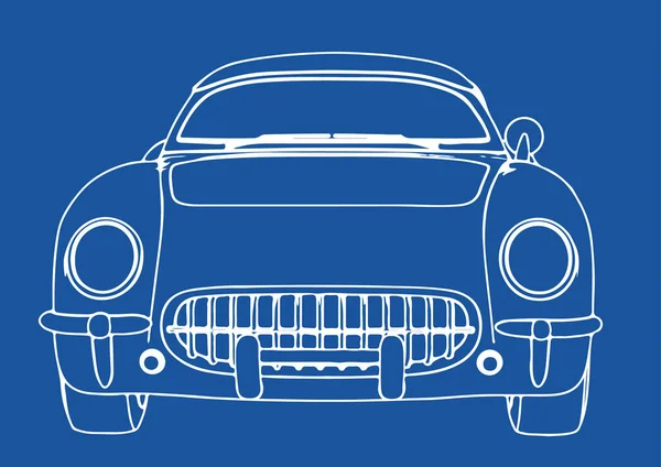 Drawing Retro Sport Car Blue Background Vector — Stock Vector