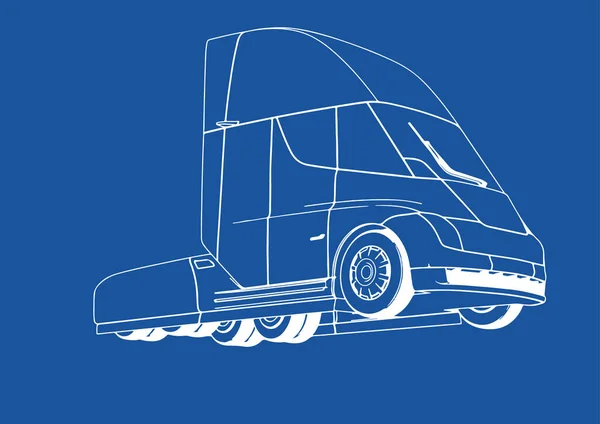 Drawing Modern Truck Blue Background Vector — Stock Vector