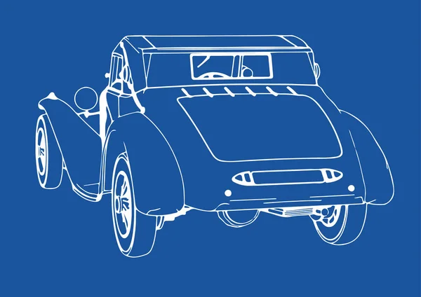 Drawing Retro Car Blue Background Vector — Stock Vector