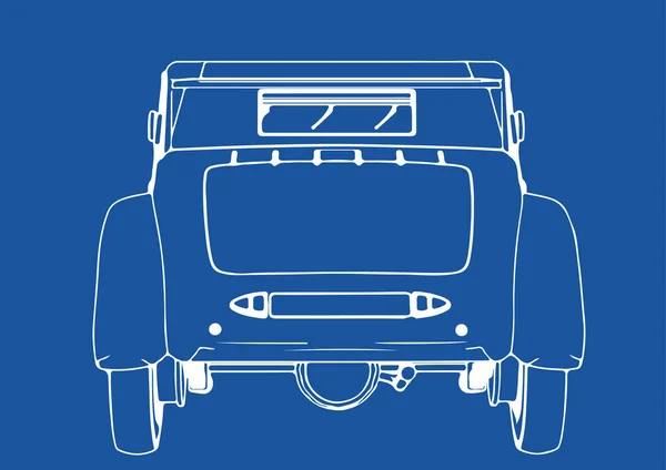 Drawing Retro Car Blue Background Vector — Stock Vector