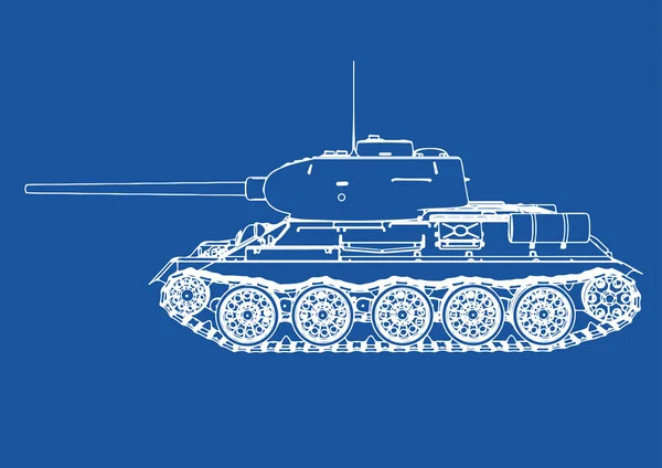 Dibujo Tanque Sobre Fondo Azul — Vector de stock