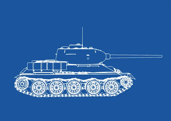 Mavi Bir Sırtüstü Tank Çizimi — Stok Vektör