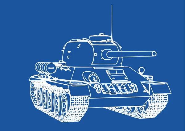 Mavi Bir Sırtüstü Tank Çizimi — Stok Vektör