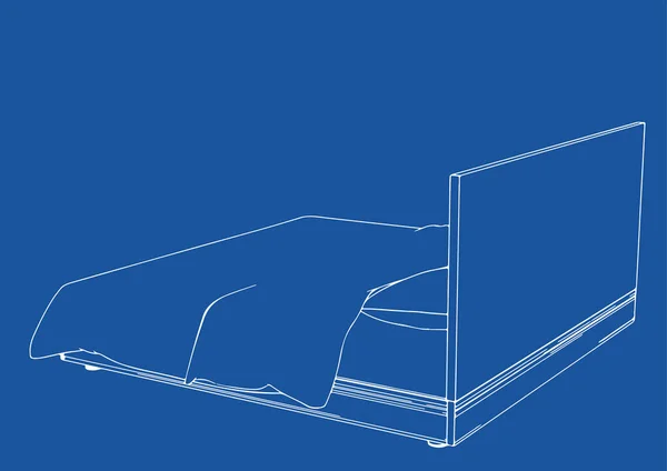 Рисунок Кровати Голубом Фоне Вектора — стоковый вектор
