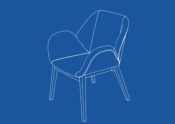 Dessin Une Chaise Sur Fond Bleu Vecteur — Image vectorielle