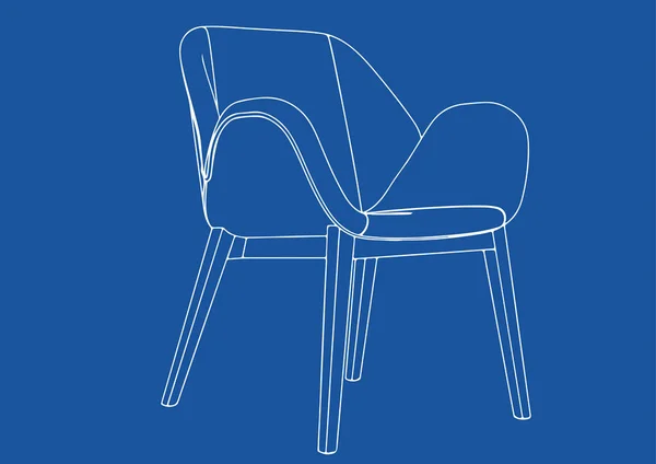 Drawing Chair Blue Background Vector — Stock Vector