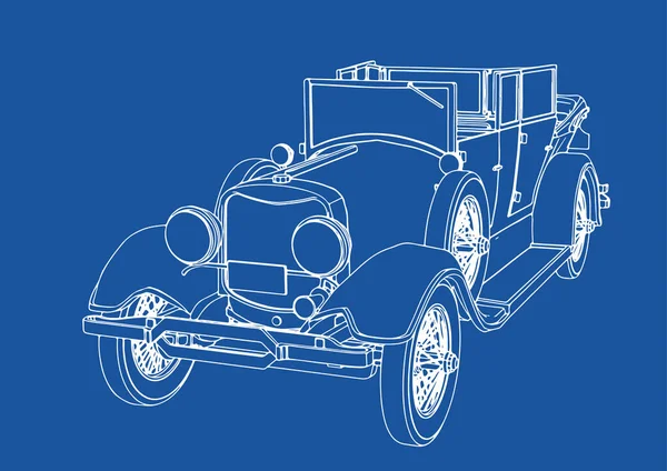 古い車の図面ベクトル — ストックベクタ