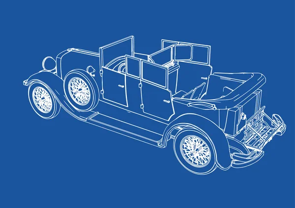 Oude Auto Tekening Vector — Stockvector