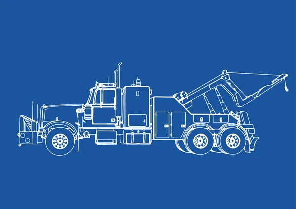 Ritning Isolerad Väg Lastbil Vektor Blå Bakgrund — Stock vektor