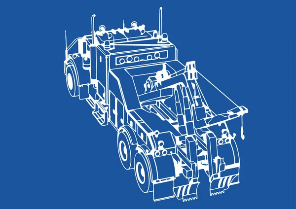 Dessin Isolé Camion Vecteur Routier Sur Fond Bleu — Image vectorielle