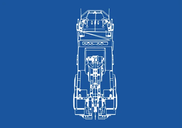 Desenho Isolado Estrada Caminhão Vetor Fundo Azul — Vetor de Stock