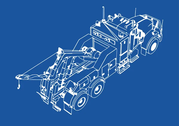 Disegno Isolato Strada Camion Vettore Sfondo Blu — Vettoriale Stock