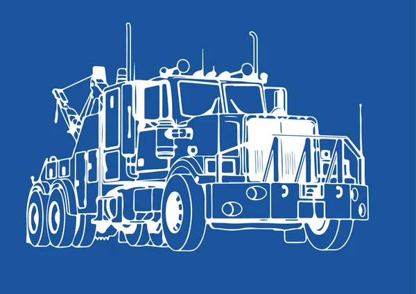 Dessin Isolé Camion Vecteur Routier Sur Fond Bleu — Image vectorielle