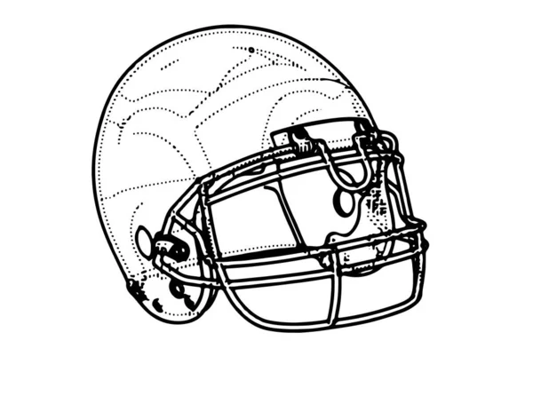 アメリカンフットボールヘルメットドローイングベクトル — ストックベクタ