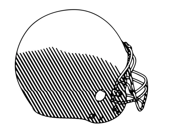 American Football Helmet Sketch Hatching Vector — Stock Vector