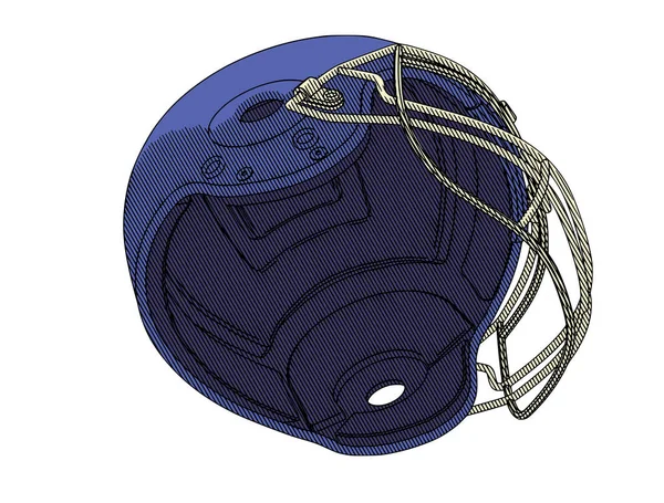 Bleu Américain Casque Football Vecteur Isolé — Image vectorielle