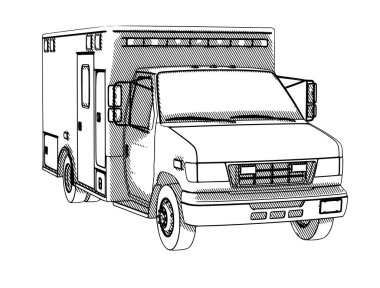 Beyaz arka planda kuluçka vektörü olan ambulans aracı çiz