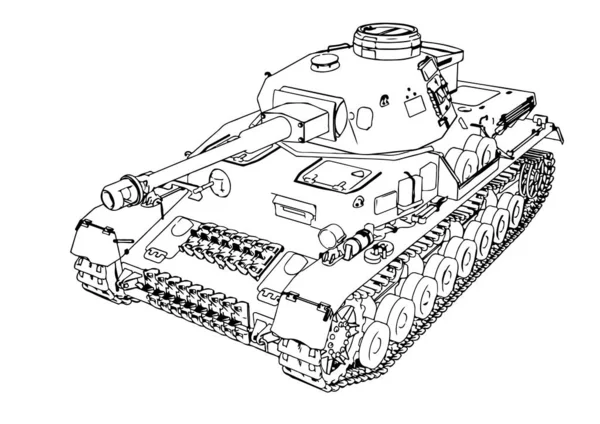 Skizze Eines Alten Panzervektors Für Militärische Ausrüstung — Stockvektor