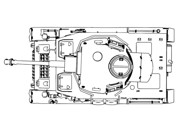 Skiss Gammal Militär Utrustning Tank Vektor — Stock vektor