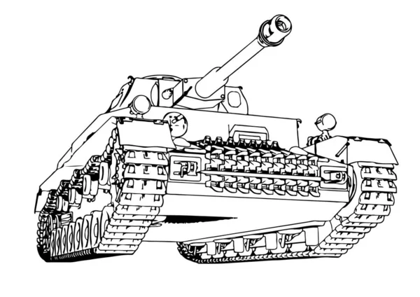 古い軍用機器タンクベクトルのスケッチです — ストックベクタ