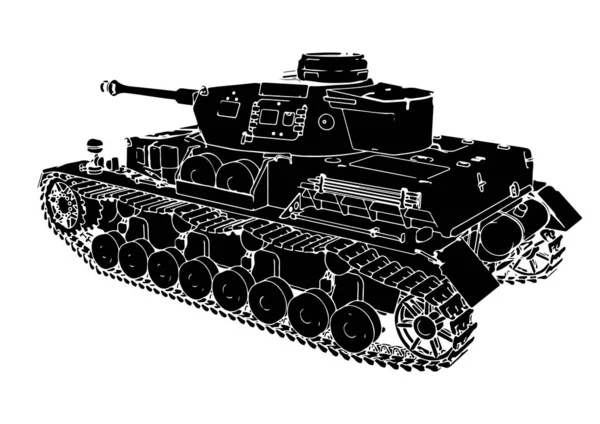 Siluet Askeri Teçhizat Tank Vektörü — Stok Vektör
