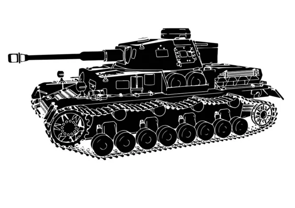 Silhouette Militärischer Ausrüstung Tank Vektor — Stockvektor