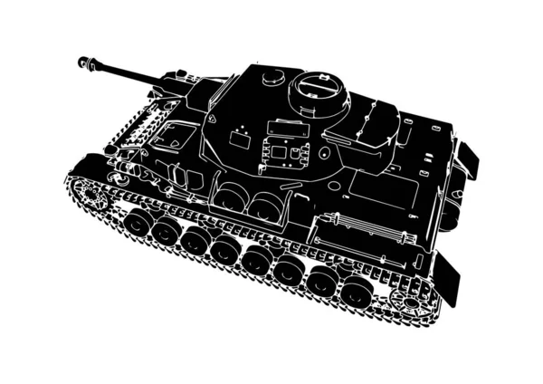 Silhuett Militär Utrustning Tank Vektor — Stock vektor