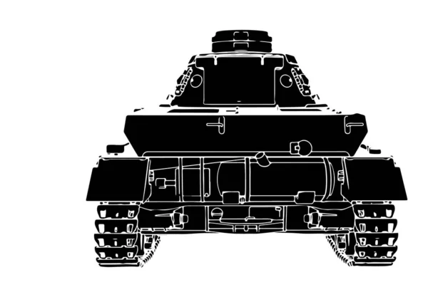 Силуэт Танкового Вектора Военной Техники — стоковый вектор